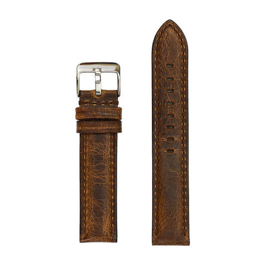 20mm Genuine Grizzly Leather Watch Band - Brown