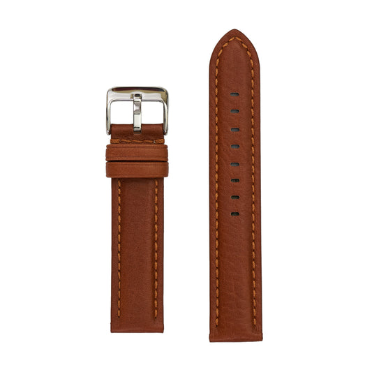 Genuine Bison Grained Leather Watch Band - Tan