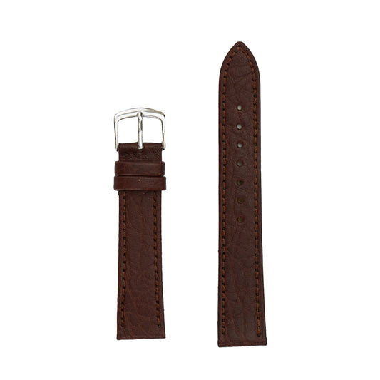 Men's Genuine Shrunken Grain Leather Watch Band - Brown