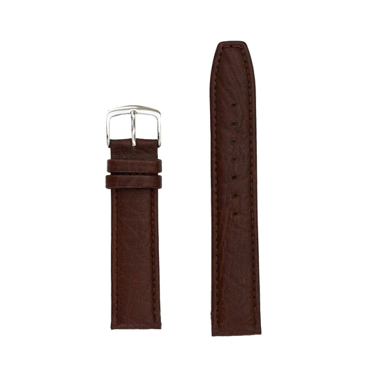 Men's Genuine Shrunken Grain Leather Watch Band - Brown