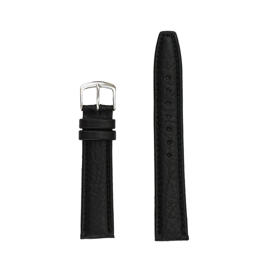 Men's Genuine Shrunken Grain Leather Watch Band - Black