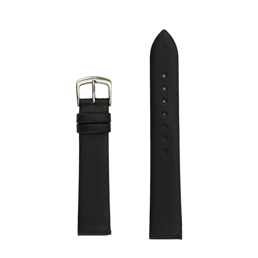 Men's Genuine Smooth Leather Watch Band - Black