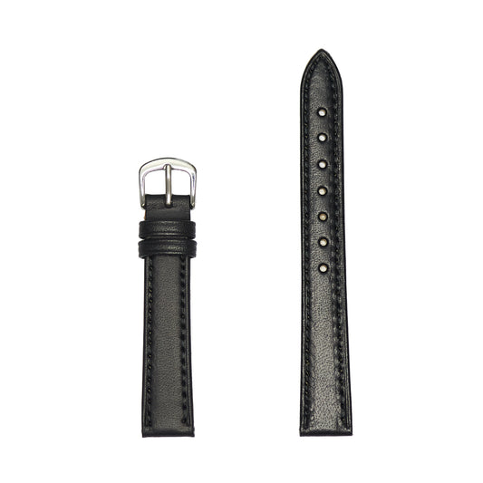 Men's Genuine Smooth Leather Watch Band - Black