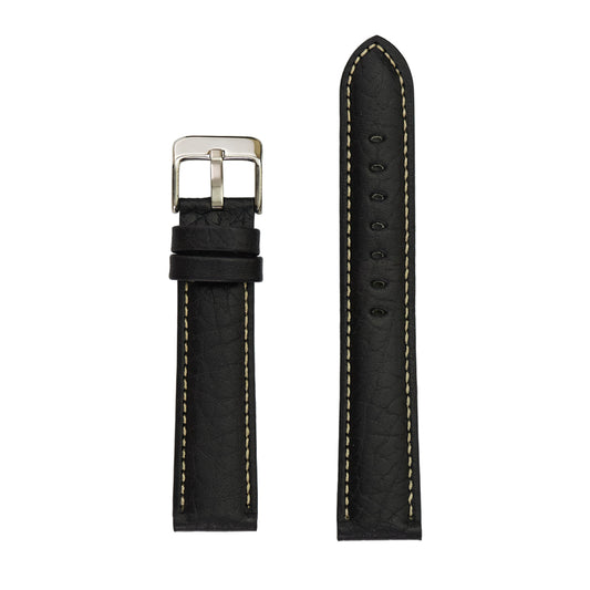 Men's Genuine Shrunken Grain Leather Watch Band - Black