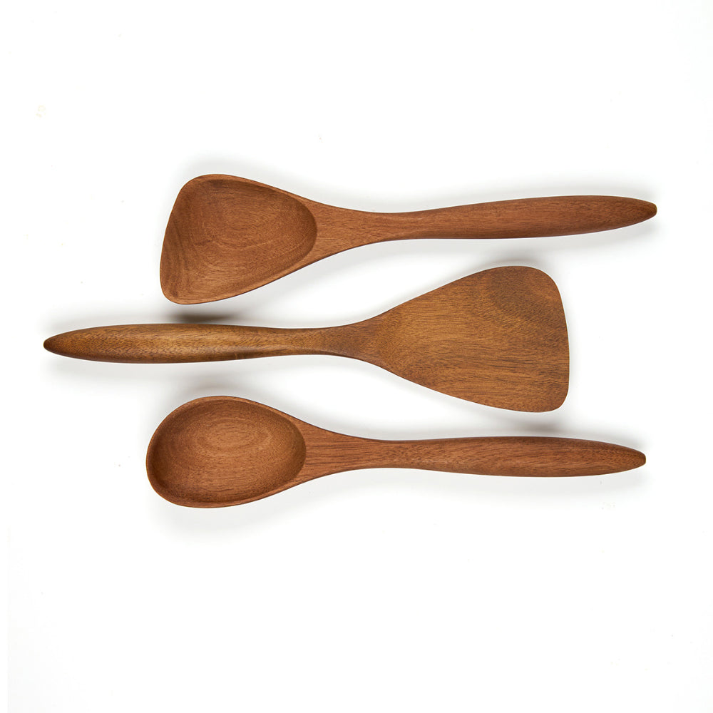 Nambe Breaking Bread Wood Utensils with Canister