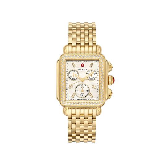 Michele Deco 18k Gold-Plated Diamond Watch