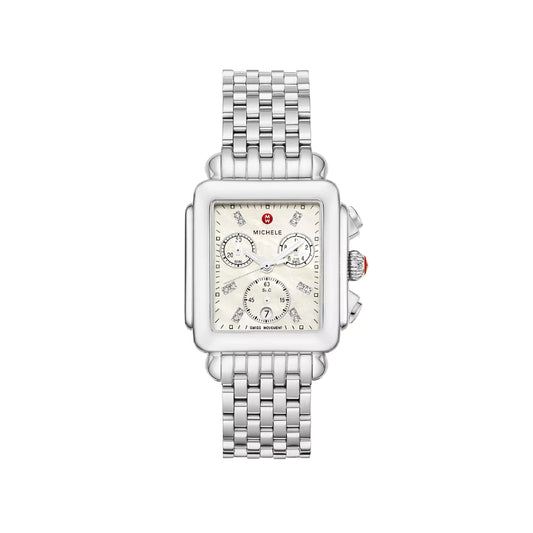 Michele Deco Diamond Stainless Steel Watch