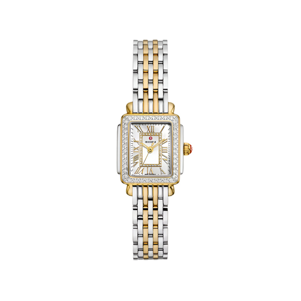 Michele Deco Madison Mini Two-Tone Diamond 18k Gold-Plated Watch