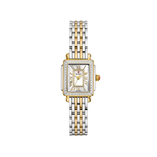 Michele Deco Madison Mini Two-Tone Diamond 18k Gold-Plated Watch