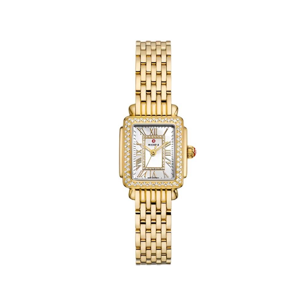 Michele Deco Madison Mini Diamond 18k Gold-Plated Watch