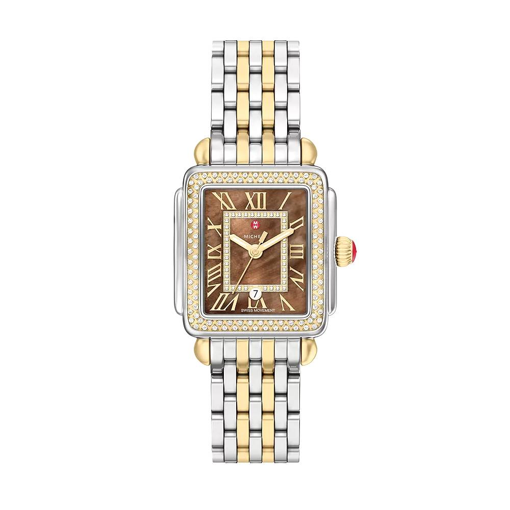 Michele Deco Madison Mid Two-Tone 18k Gold-Plated Diamond Watch