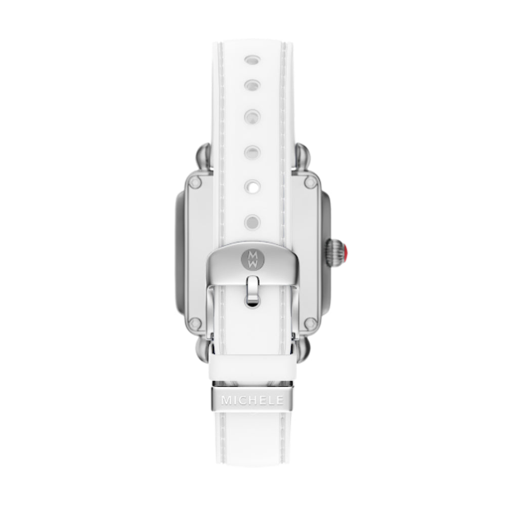 Michele Deco Sport Mid Stainless Steel White Silicone Watch