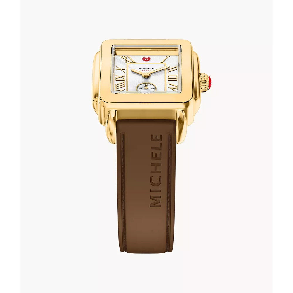Michele Deco Sport Mid Gold-Tone Silicone Watch