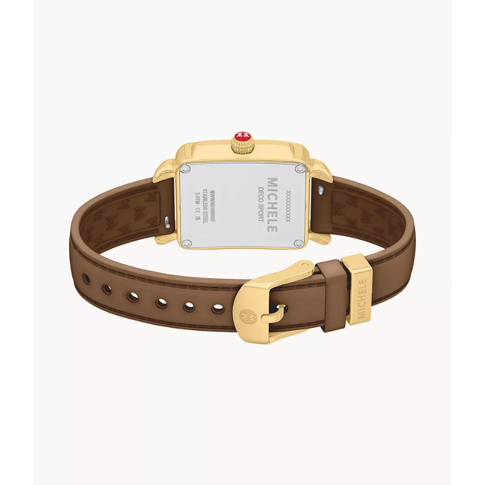 Michele Deco Sport Mid Gold-Tone Silicone Watch