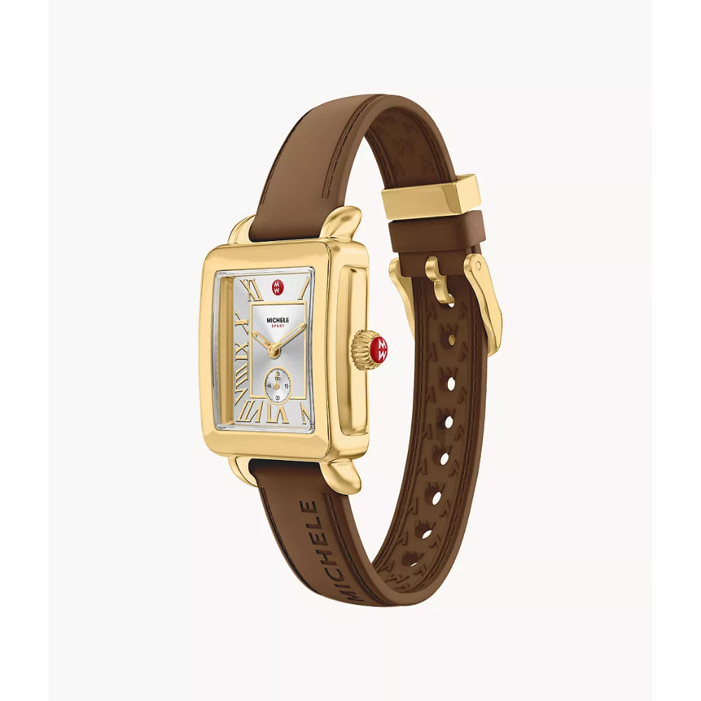 Michele Deco Sport Mid Gold-Tone Silicone Watch