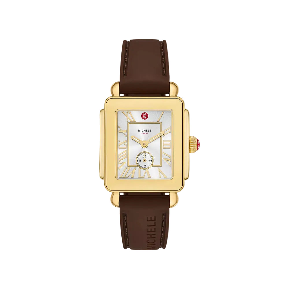 Michele Deco Sport Mid Gold-Tone Silicone Watch