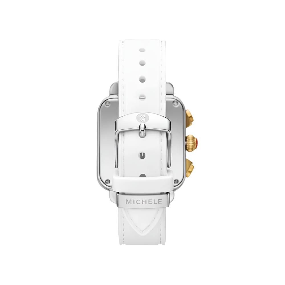 Michele Deco Sport Chronograph Gold-Plated White Silicone Watch