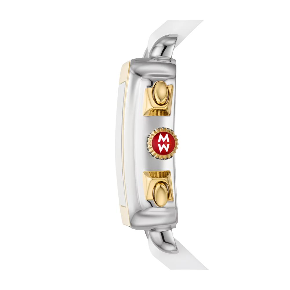 Michele Deco Sport Chronograph Gold-Plated White Silicone Watch