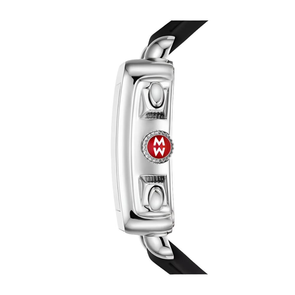 Michele Deco Sport Chronograph Stainless Steel Black Silicone Watch