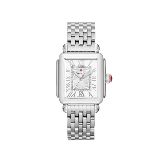 Michele Deco Madison Stainless Diamond Dial Watch