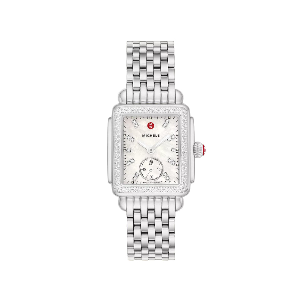 Michele Deco Mid Diamond Stainless Steel Watch