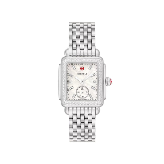 Michele Deco Mid Diamond Stainless Steel Watch