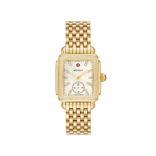 Michele Deco Mid 18k Gold-Plated Diamond Watch