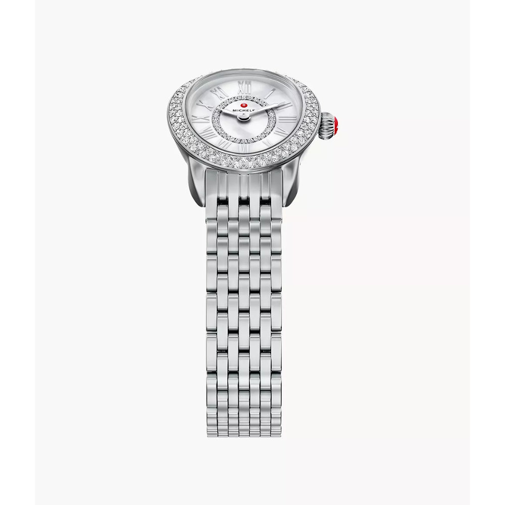 Michele Serein Oval Diamond Stainless Steel Watch