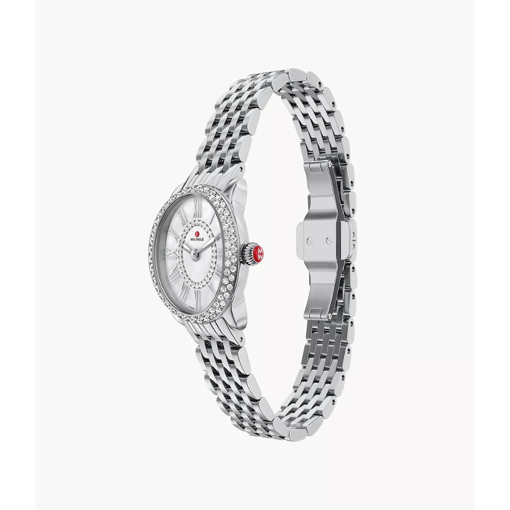Michele Serein Oval Diamond Stainless Steel Watch