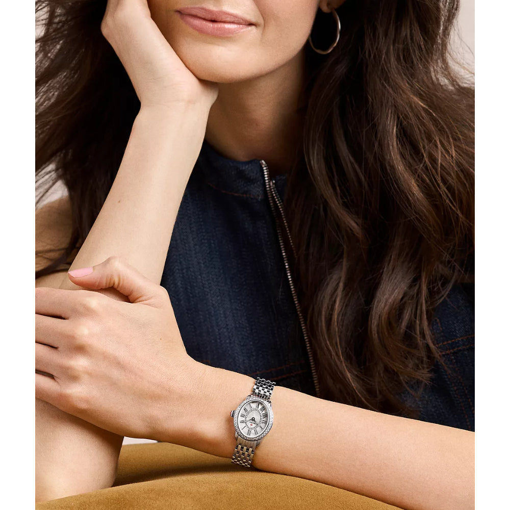 Michele Serein Oval Diamond Stainless Steel Watch