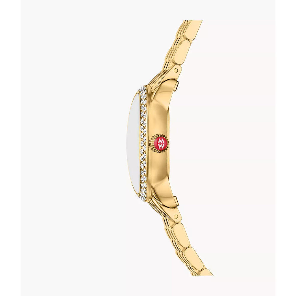 Michele Serein Oval Diamond 18k Gold-Plated Watch
