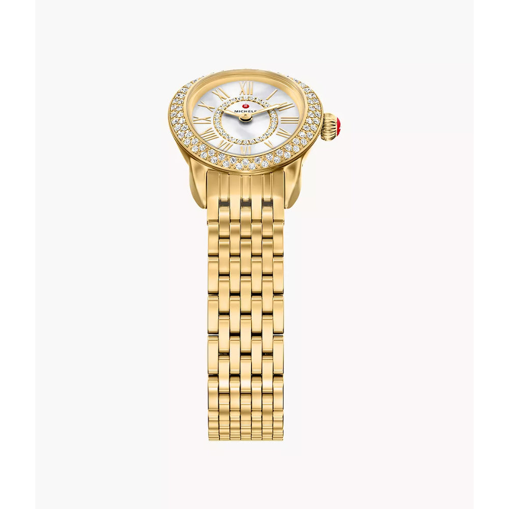 Michele Serein Oval Diamond 18k Gold-Plated Watch