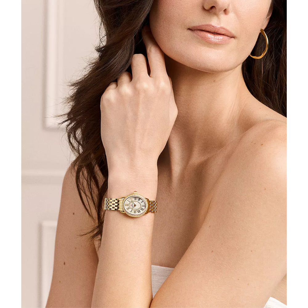 Michele Serein Oval Diamond 18k Gold-Plated Watch