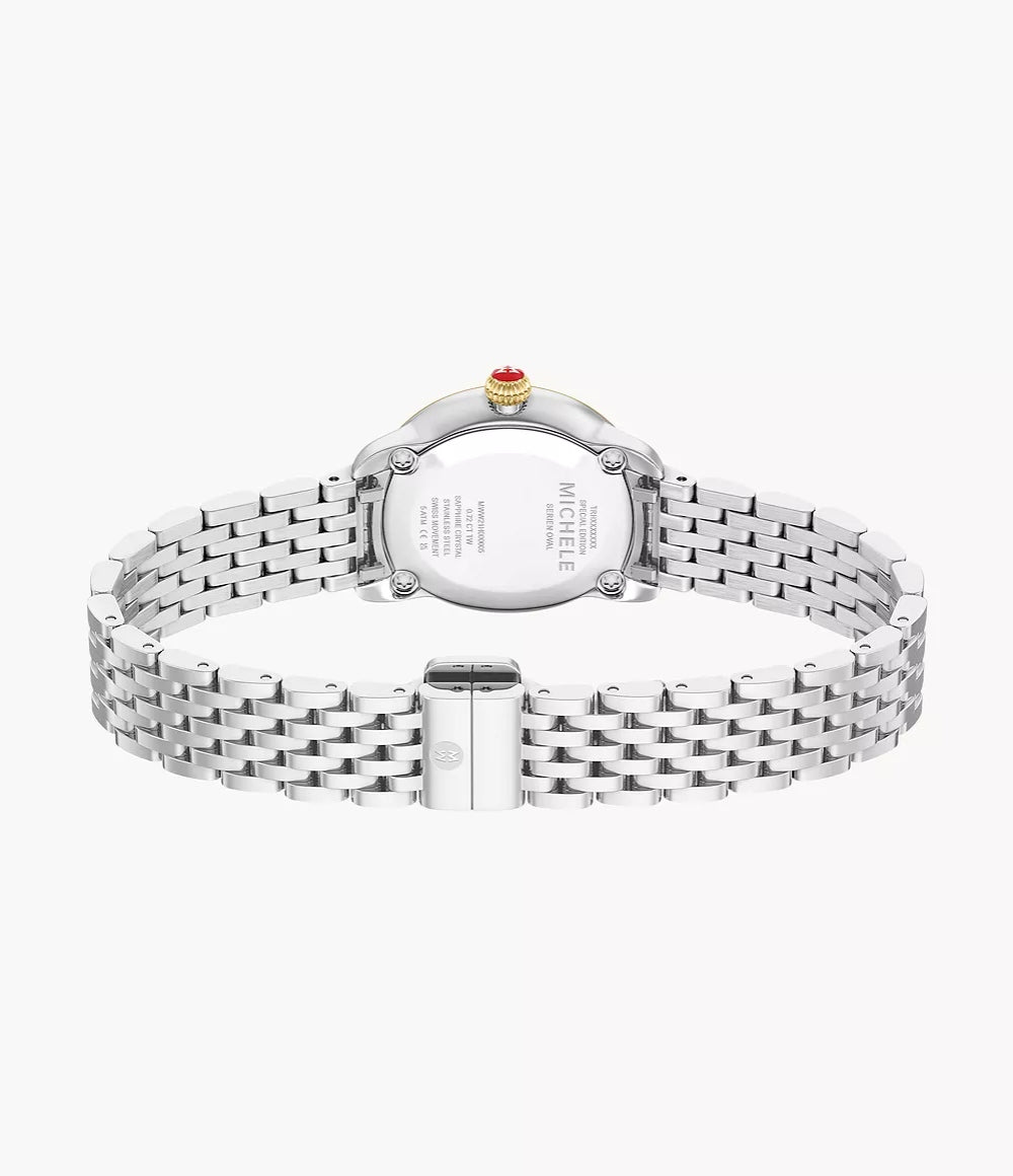 Michele Serein Oval Diamond 18k Two-Tone Gold-Plated Watch - Black Dial