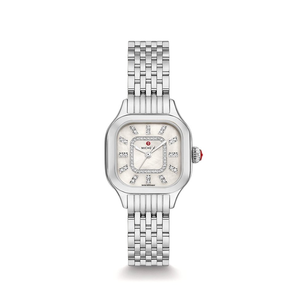 Michele Meggie Stainless Steel Diamond Dial Watch
