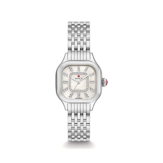 Michele Meggie Stainless Steel Diamond Dial Watch