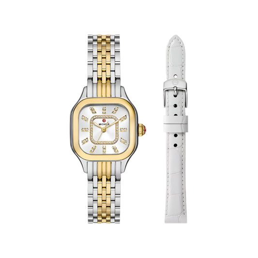 Michele Meggie Two-Tone 18k Gold-Plated Diamond Dial Watch Gift Set