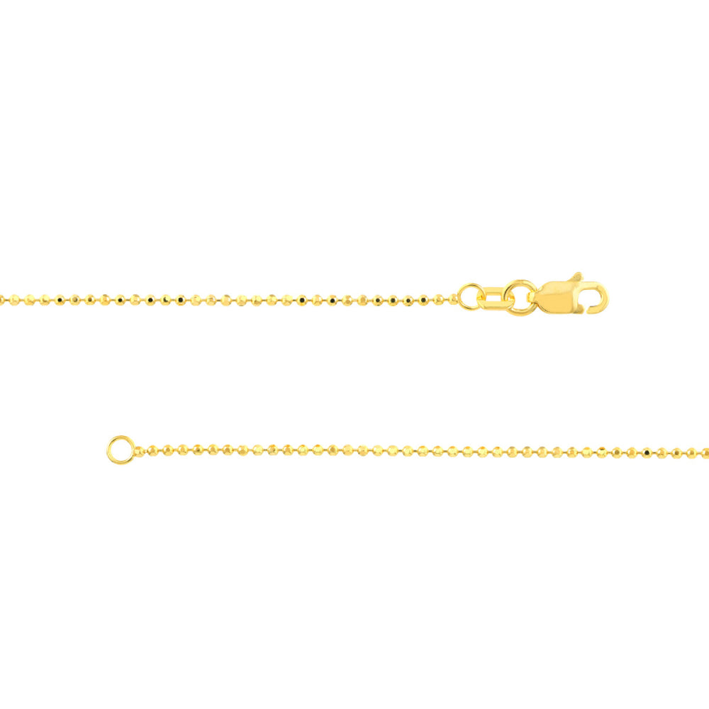 14k Gold Diamond--Cut Bead Chain Bracelet, 7.25"