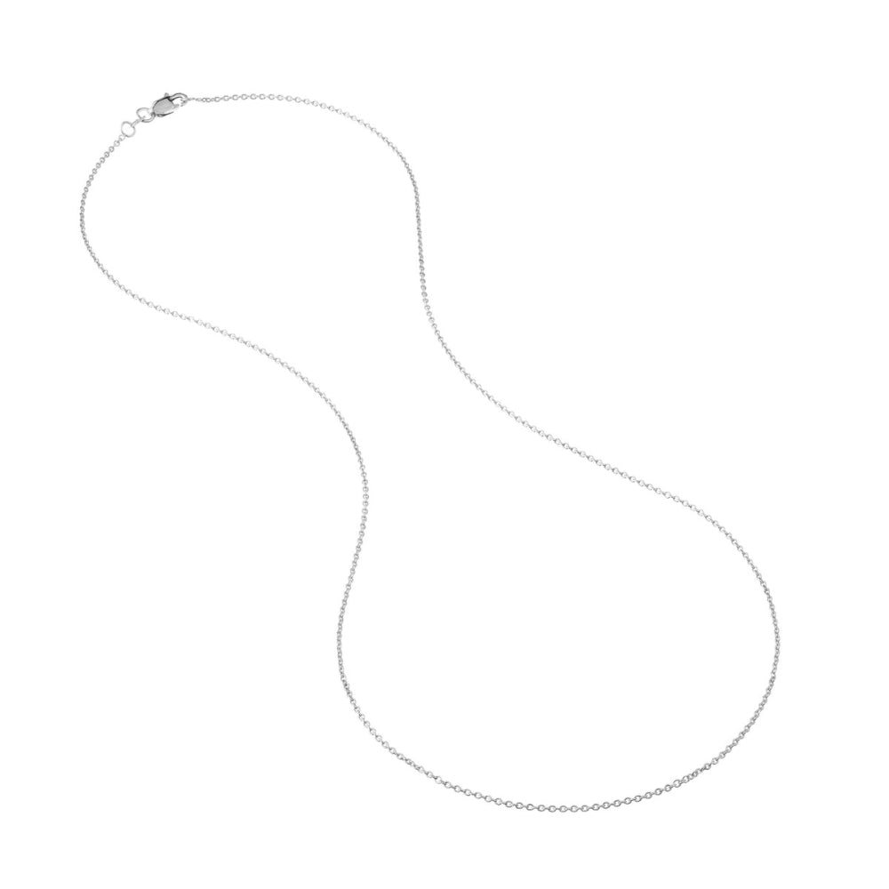 14k White Gold 1.05mm Cable Chain Necklace, 16"
