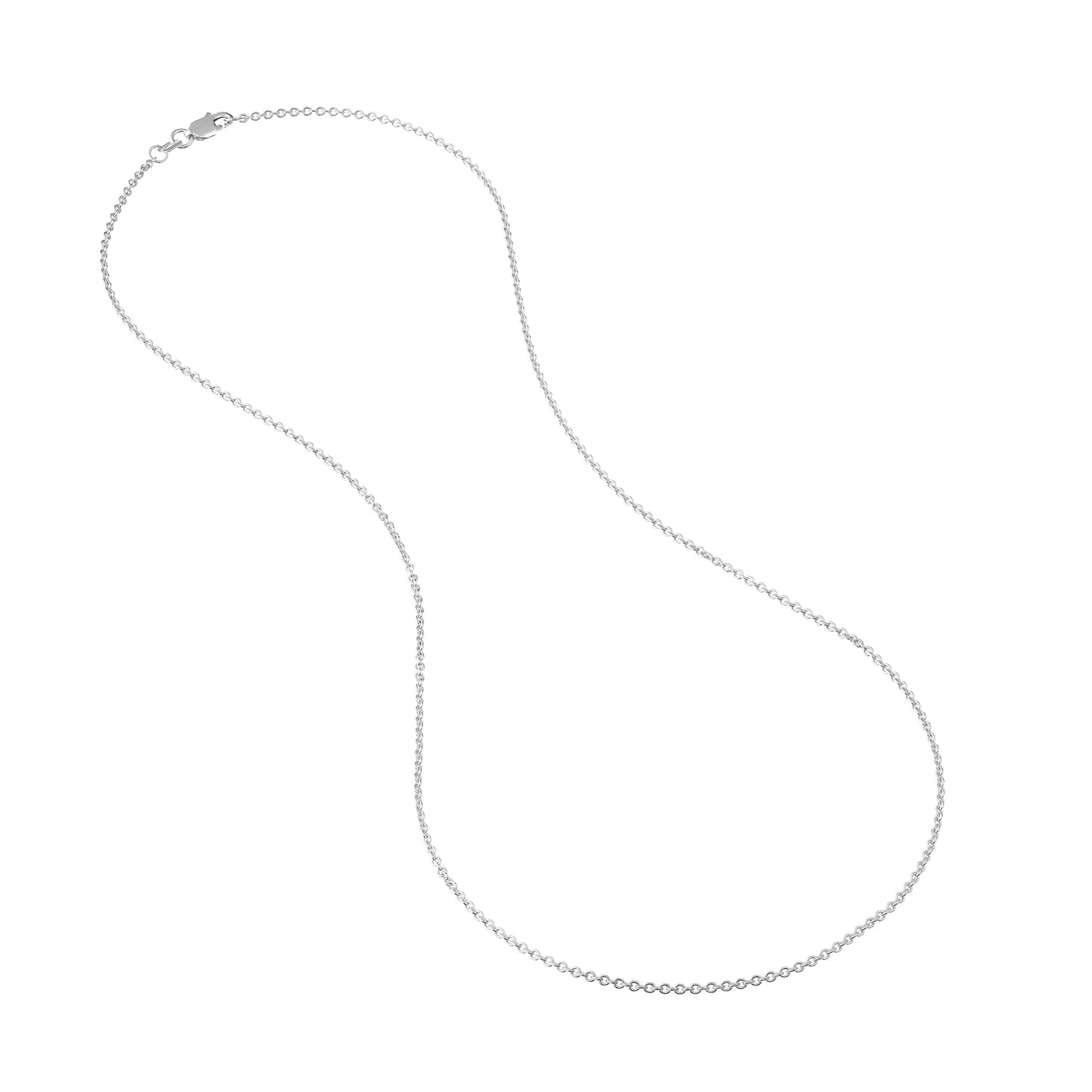 Silver chain necklace on a white background