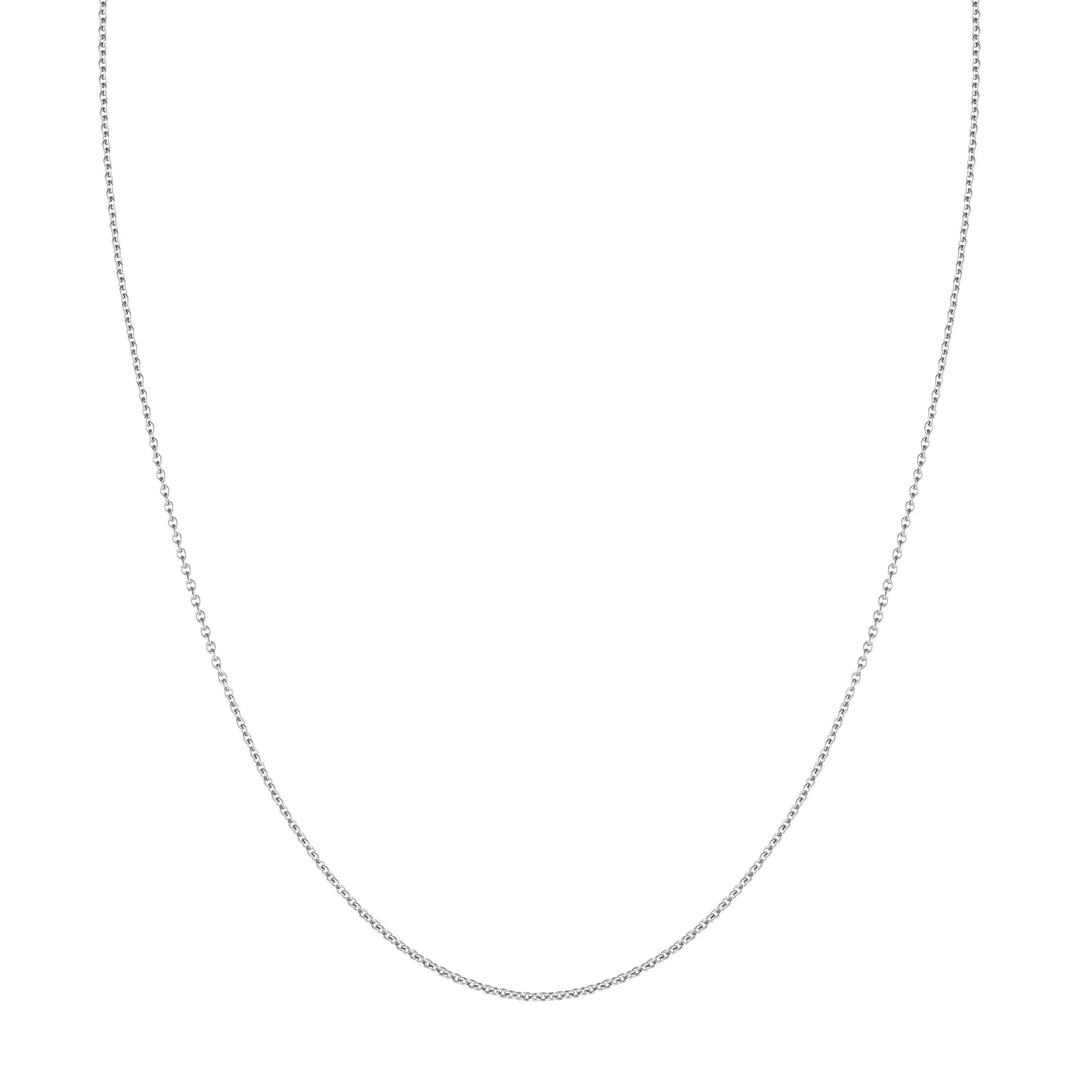 Silver chain necklace on a white background