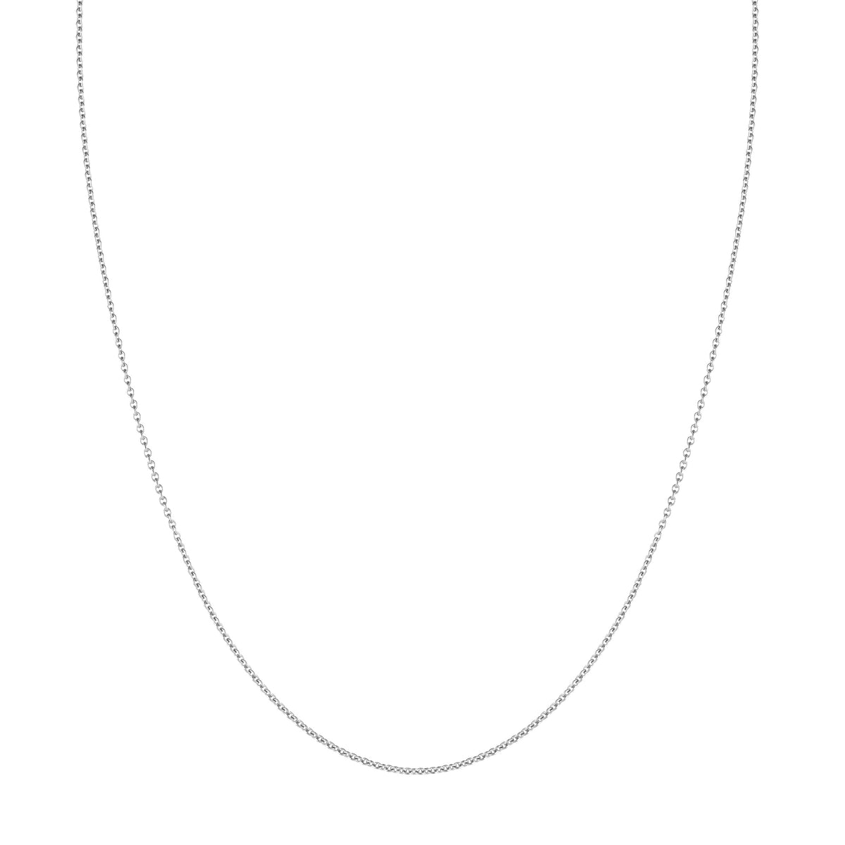 Silver chain necklace on a white background