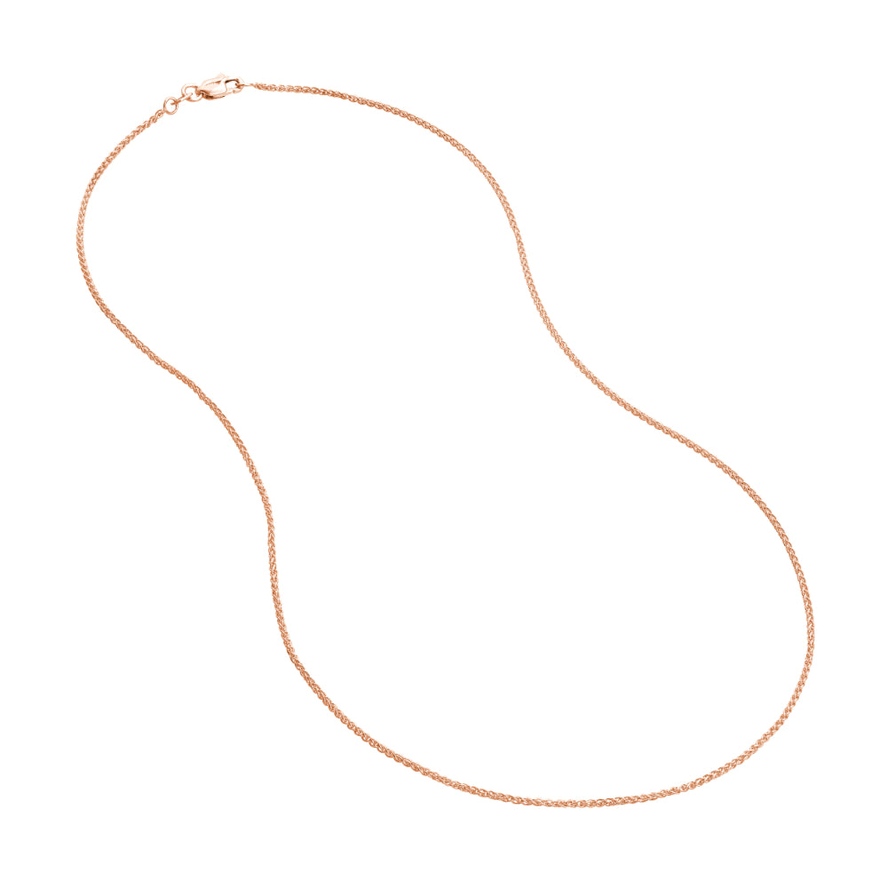 14R 1.25mm Wheat Chain 18" Lob Clasp