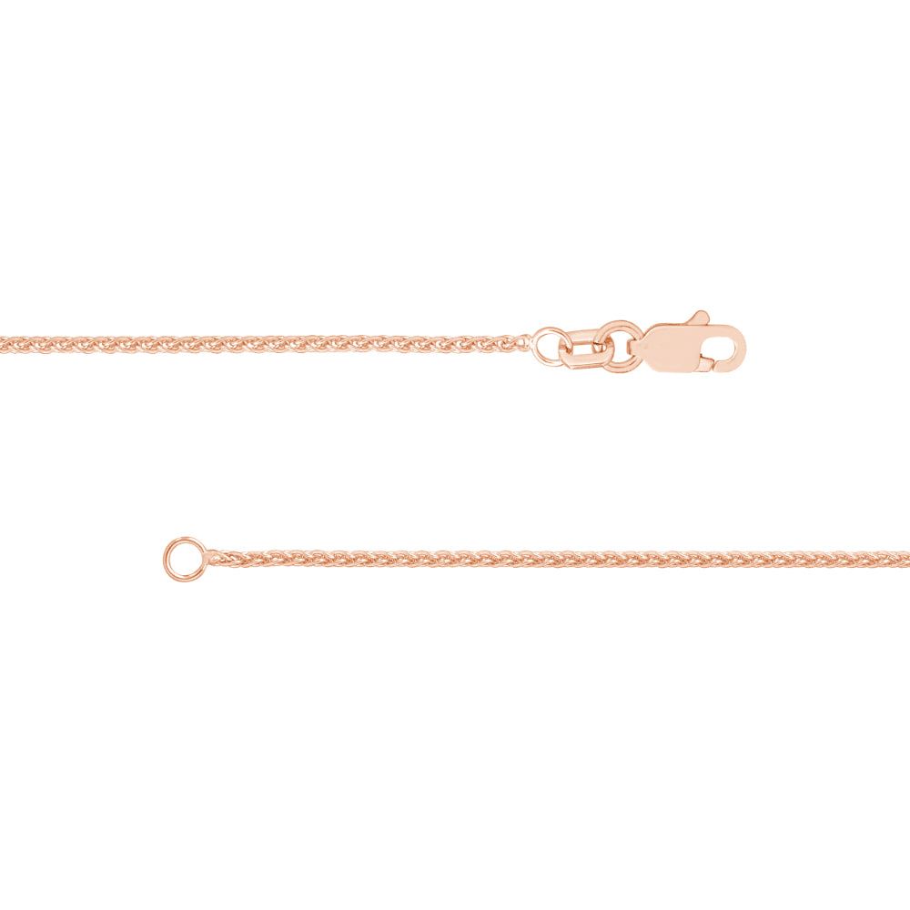14R 1.25mm Wheat Chain 18" Lob Clasp