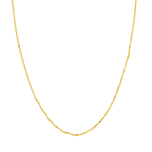 14k Gold Singapore Chain Necklace, 18"