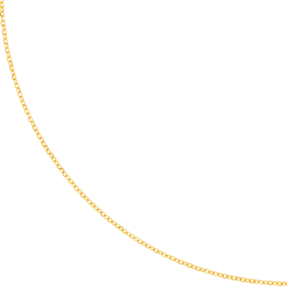 Up close  view of 1.05mm diamond cut cable chain necklace