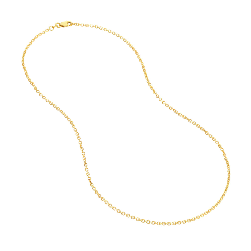 Yellow gold diamond cut cable chain with lobster clasp 