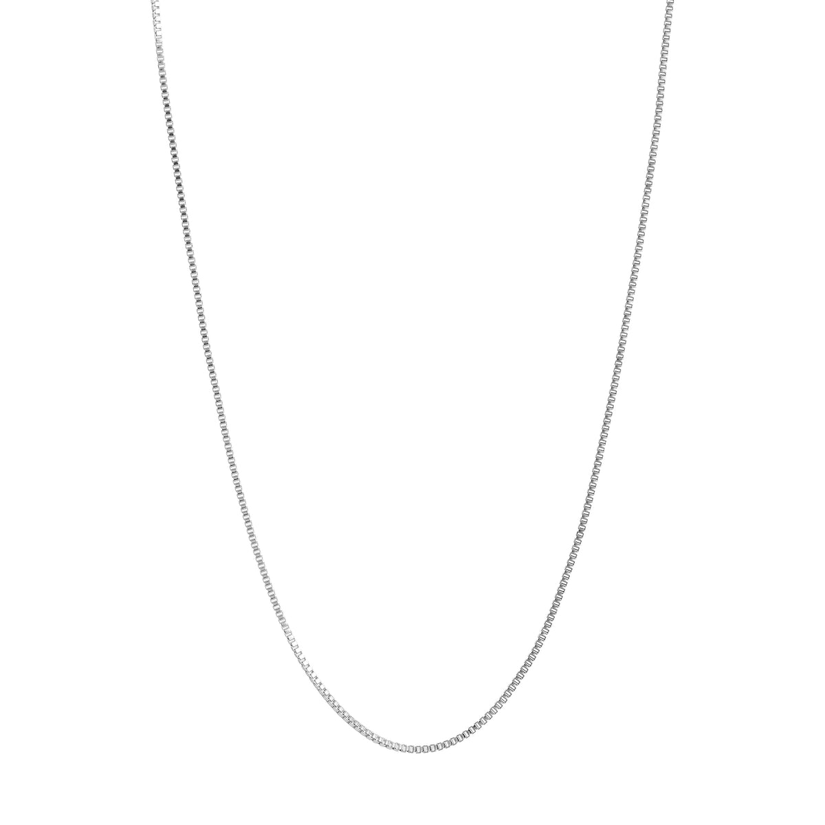 Silver chain necklace on a white background
