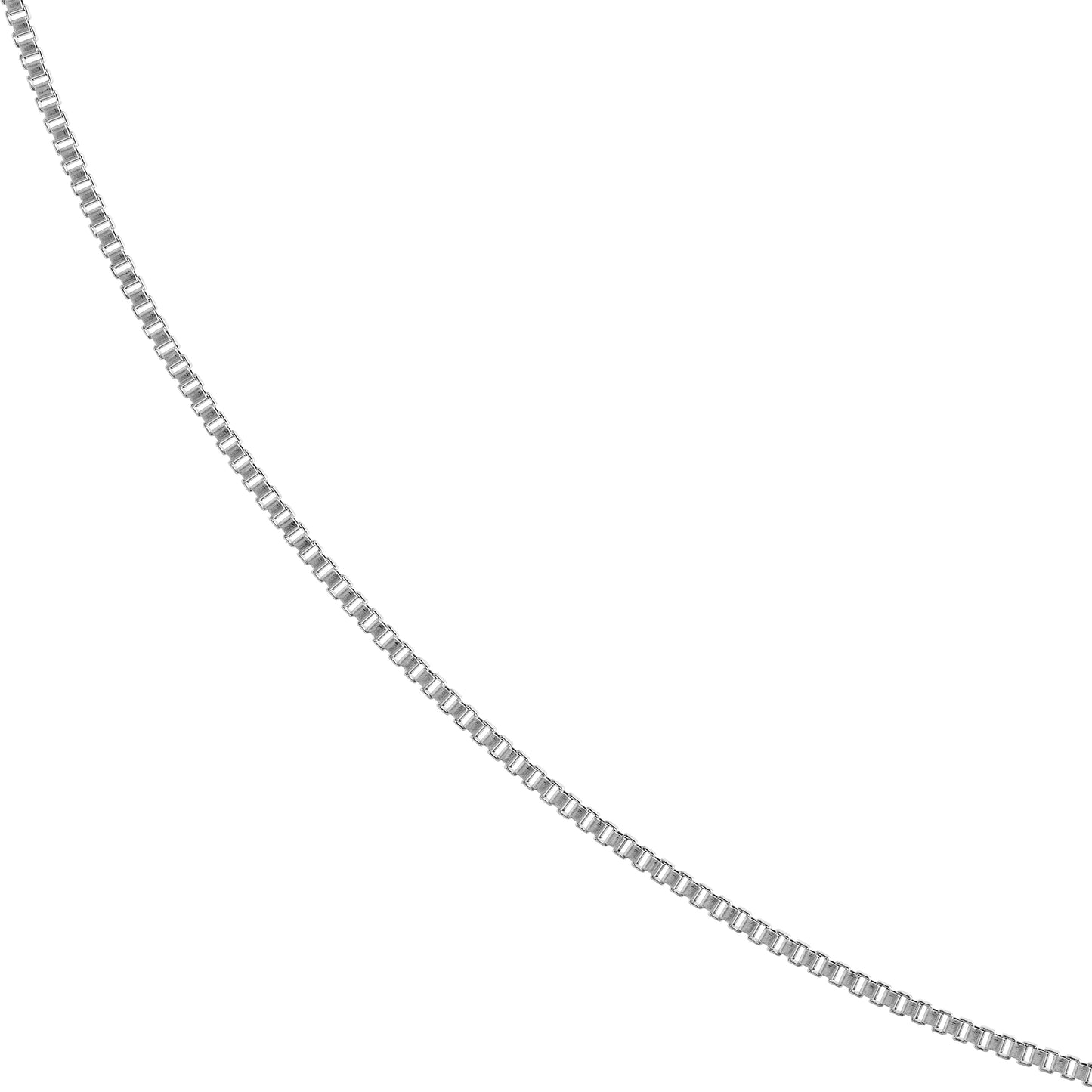 Silver chain necklace on a white background