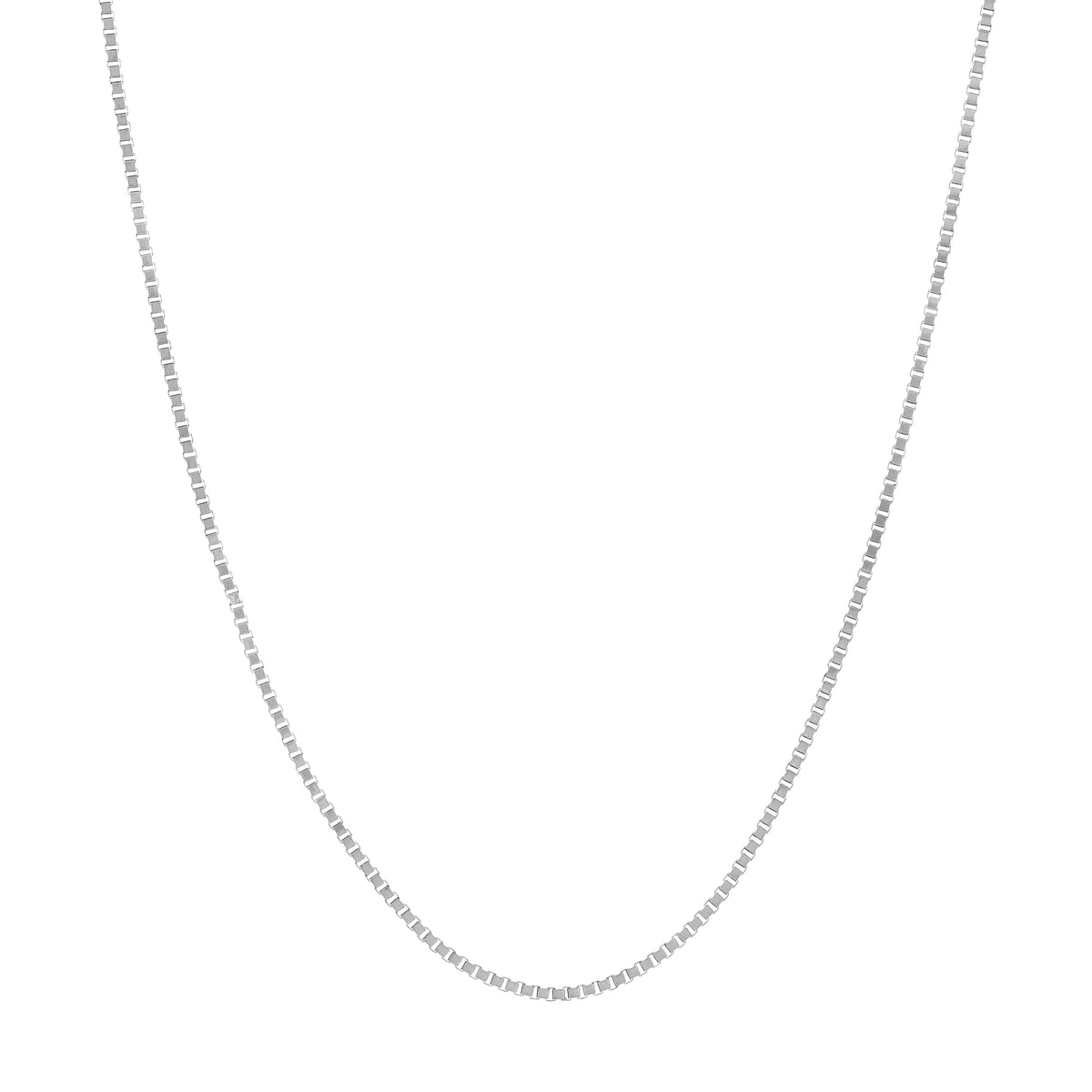 Silver chain necklace on a white background